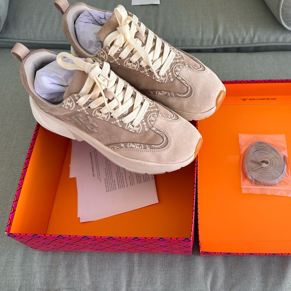 Tory Burch Beige and Cream Sneakers
